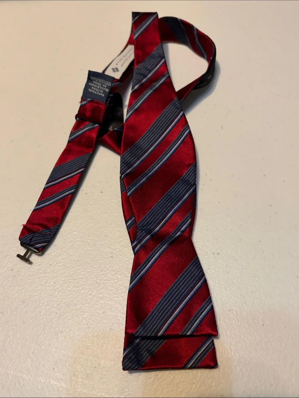 Ryan Seacrest Red and Navy Diagonal Stripe Bow Tie
